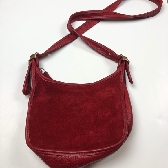 red suede coach purse